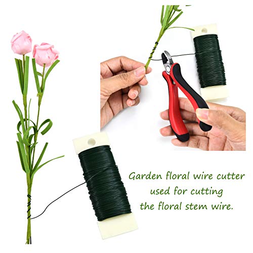 Floral Arrangement Kit,9 Pack Floral Arrangement Tools Include Floral Wire Cutter Shears, 4 Floral Tape,100 Pcs Stem Wire, Paddle Wire and Double-Sided Tape for Florist and Floral Design Lovers
