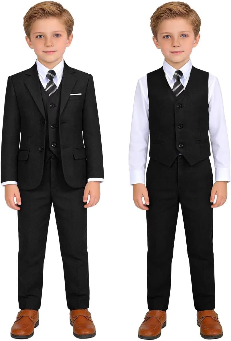 Boys Suit 4 Pcs Slim Fit Set Casual Suits Wedding Outfit Prom Jacket Vest Pant Tie Child Teen Dress Tuxedo Sets for Boy Kid - Image 3
