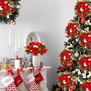 Sggvecsy Artificial Christmas Flowers Centerpiece 2Pcs Fake Floral Balls Arrangement Christmas Poinsettia Flower Decoration with Pine Needles PineCones for Xmas Home Table Centerpieces Christmas Decor Sggvecsy Artificial Christmas Flowers Centerpiece 2Pcs Fake Floral Balls Arrangement Christmas Poinsettia Flower Decoration with Pine Needles PineCones for Xmas Home Table Centerpieces Christmas Decor