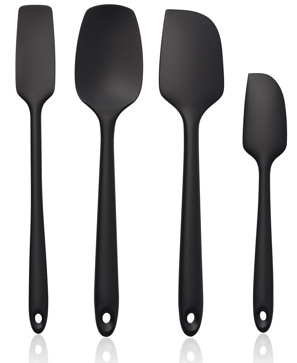 Baskety Spatula Silicone Spatula Set Spatulas Silicone Heat Resistant 500°F Rubber Spatula Seamless One Piece Non-Stick 4-Piece for Cooking Baking Mixing.|SPATULA-4A| (Black)