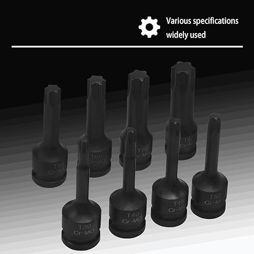 Miniatura 7 de Juego de llaves de vaso de impacto Torx Star de 6 puntos, T30 T40 T45 T50 T55 T60 T70 T80 T80 12 pulgadas Kit de llaves Allen de accionamiento de