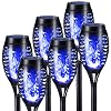Geemoo Ledlampen op zonne-energie, voor buiten, tuin, 6 stuks, tuinfakkels, met blauw realistisch vlameffect, IP65 waterdicht, zonnelamp voor buiten, achtertuin, tuin, gazon, Halloween decoratie