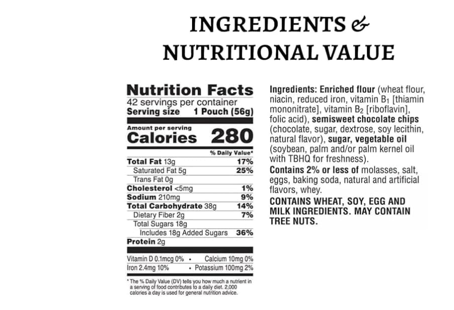 Chocolate Chip Cookies, Bite-Size, 2 oz Individual Bags - (42 - Count)