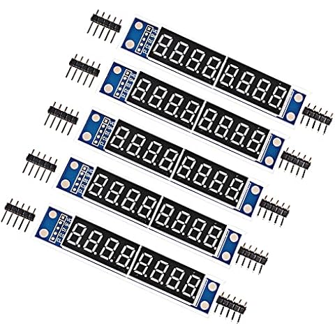 Stemedu 5PCS MAX7219 8-Digital 7-Segment Display Module LED Display Tube for Arduino MCU/51/AVR/STM32 Raspberry Pi ESP8266 Nodemcu Cover