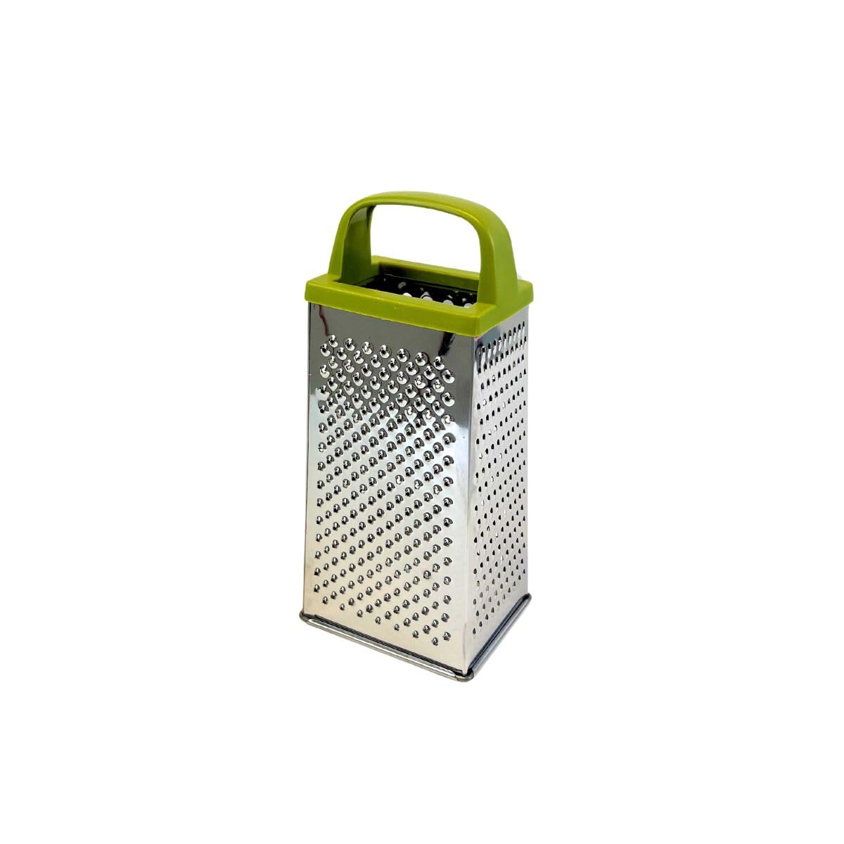 Fackelmann 687073 Râpe à 4 faces en acier inoxydable et plastique biosourcé, Râpe à fromage et à légumes, Vert, Plastique bio, Acier inoxydable, 24x10,​5cm