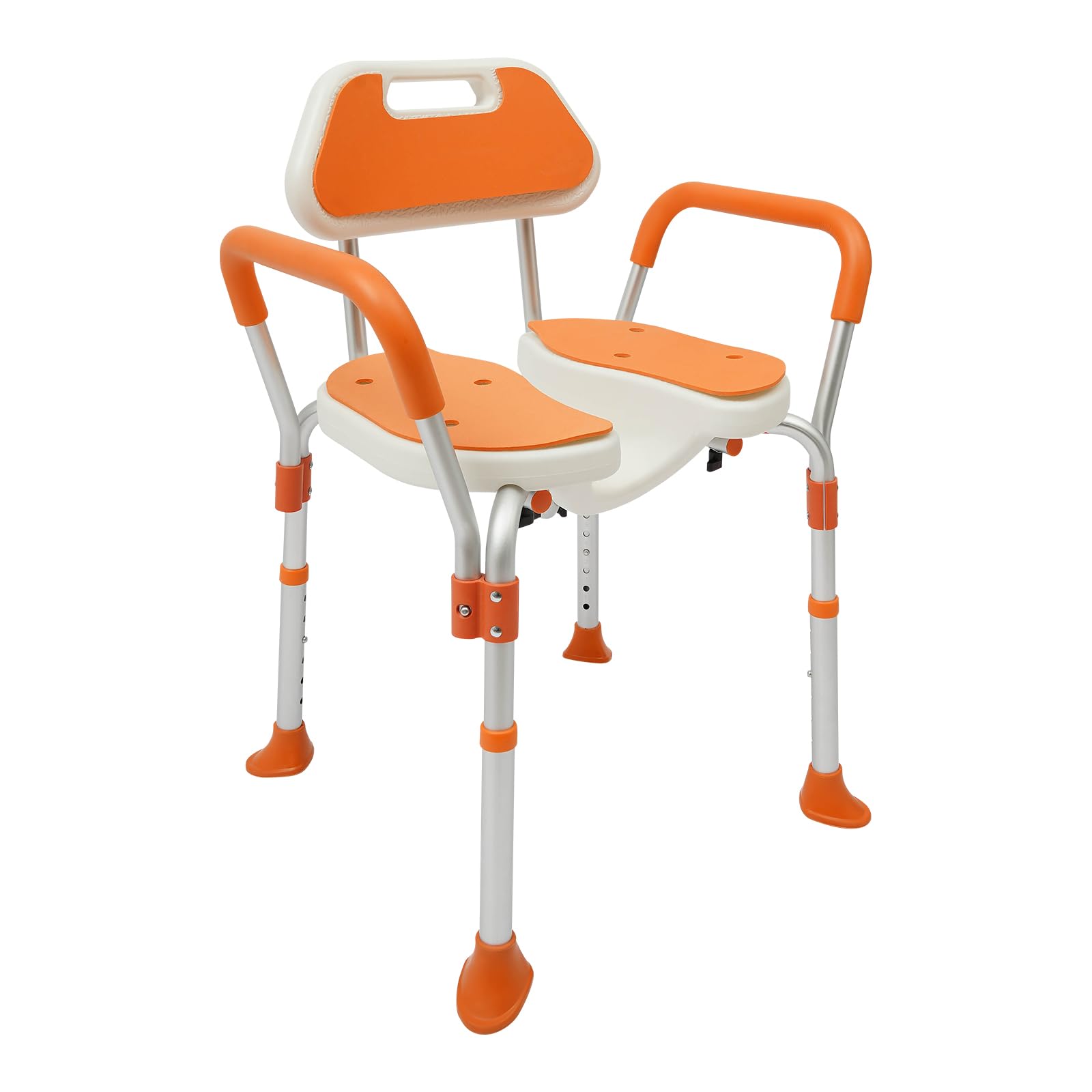 Silla de ducha con respaldo y reposabrazos, antideslizante, capacidad de carga de 125 kg, para personas mayores, embarazadas y discapacitados