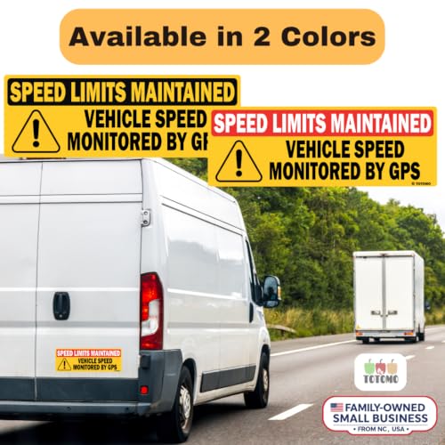 Image of TOTOMO Oversized Red Vehicle Speed Monitored by GPS Safety Sticker, Speed Limit Maintained, 10-Pack, Large 14 inch x 5 inch Reflective Warning Decal for Fleet Vehicles, Trucks, Vans & Commercial Vehicles