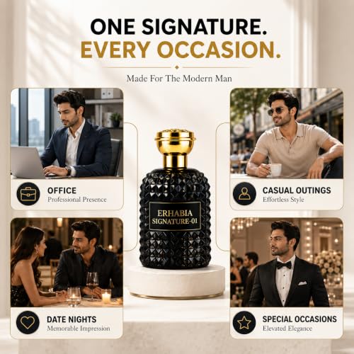 Image of ERHABIA Signature 01 Men's Perfume | Long Lasting Premium Fragrance Spray | Luxury Strong Scent for Office, Party & Gift | 100 ml