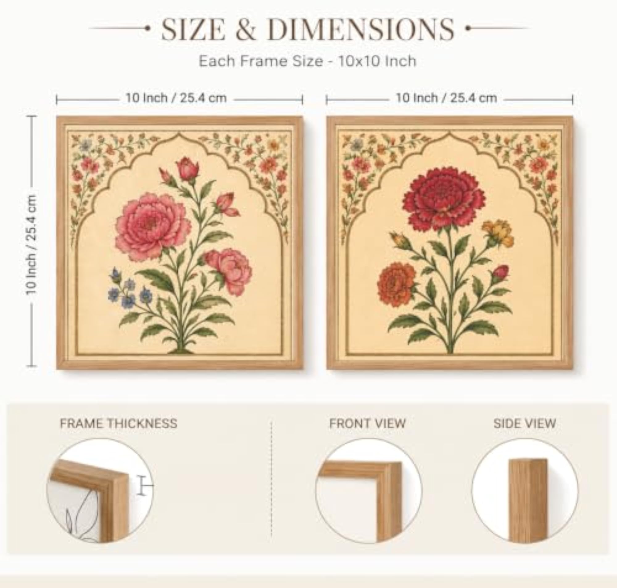 Set of 2 Square Photo Frames, Durable Picture Frames for Wall