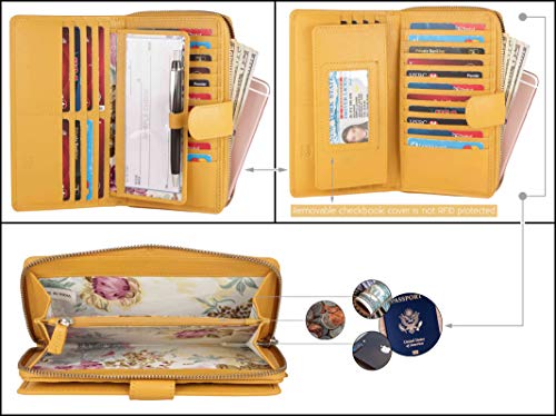 Image of Big Fat RFID Blocking Leather Organizer Checkbook Wallets For Women - Clutch