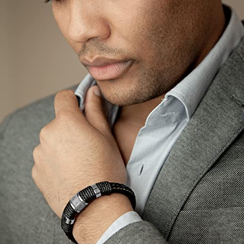 Image of SERASAR Premium Leather Bracelet Men | Stainless Steel Magnetic Clasp | Three Colors | Jewelry Box Included