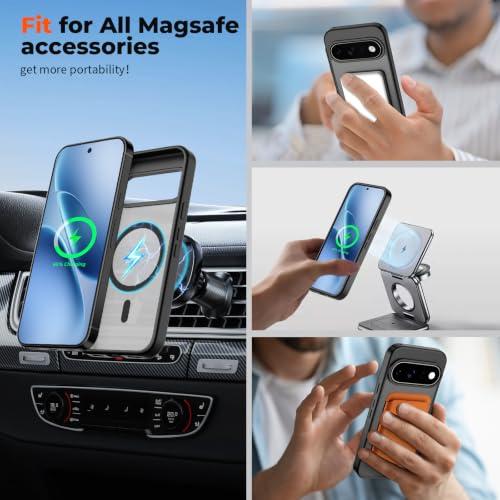 Image of SUPFINE Magnetic for Google Pixel 11 Pro Case - Black | With Screen Protector,Translucent Matte,Built-in Magnets,Military Grade Drop Protection,Shockproof Phone Cover