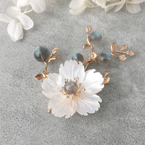 Image of Brooches for Women with Crystal, Pink Flower, Rhinestone Brooches Pins Elegant Jewelry Blossom Fashionable Gifts Ladies Bouquet Brooches Pin for Birthday, Party, New Year, Wedding