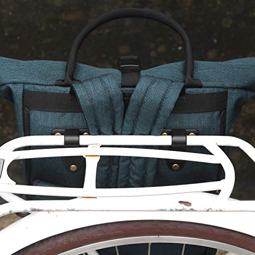 Tourbon Nylon Roll-Top Clip-On Bike Panniers Women's Shoulder Tote Bag (Blue) #TOP7