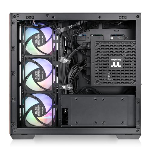 Image of Thermaltake View 380 WS ARGB; Mid Tower Chassis; Side Wood Trim; 4x120mm ARGB Lite Fans Included; 415mm GPU Clearance; Dual Chamber; ATX /mATX /mITX; Hidden Connector Support; Black; CA-1Z2-00M1WN-WS