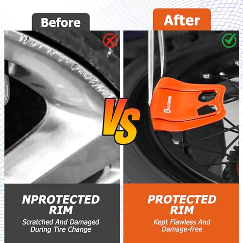 Image of 2 Rim Protectors for Tire Changing, Wheel Rim Guard Kit, Orange | Motorcycle, Bicycle, Scooter & E Bike, Tire Lever Protection, Non Slip, Durable, Reusable Maintenance Tool