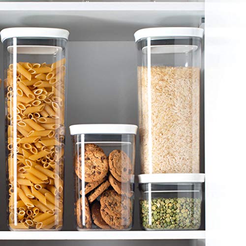 Conjunto Potes Herméticos Para Alimentos Block 450 ml 1000 ml 1500 ml 2000 ml Branco