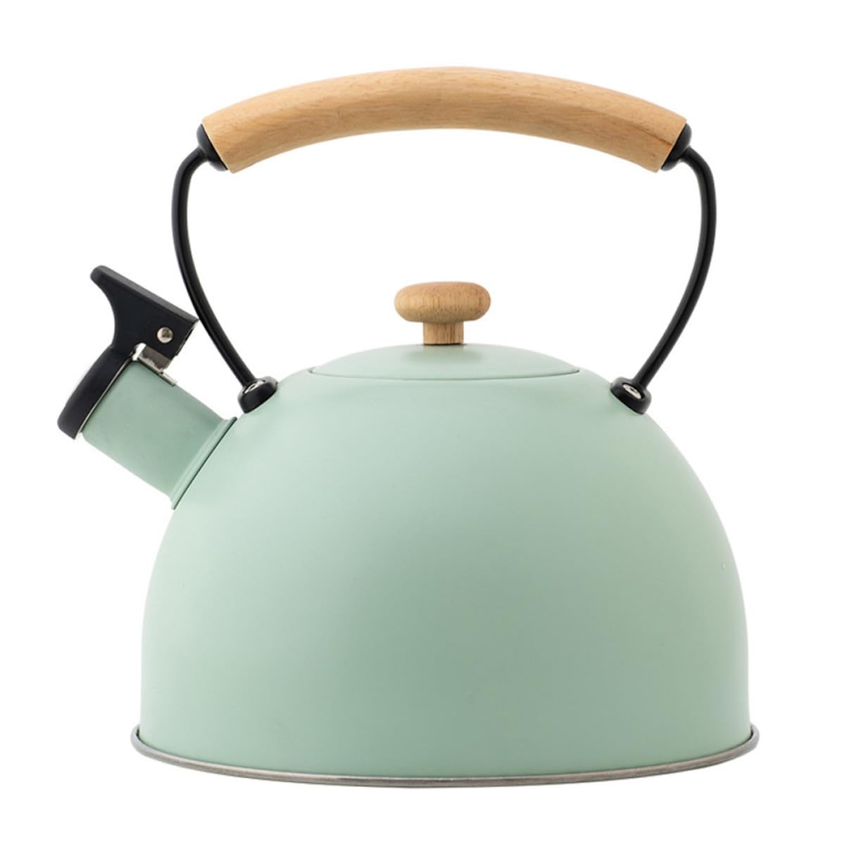 SOLUSTRE Hervidor de Agua Mango de Madera Ergonómico de Acero Inoxidable 2.5l y Diseño Fácil de Limpiar para Uso en Cocina y Exteriores