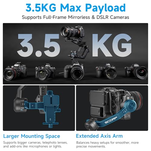 Feiyu SCORP-C2 Camera Gimbal Stabilizer – 7.7lb Payload, AI Tracking, Bluetooth Shutter Control, Compatible with Canon/Sony/Nikon - Thumbnail 2