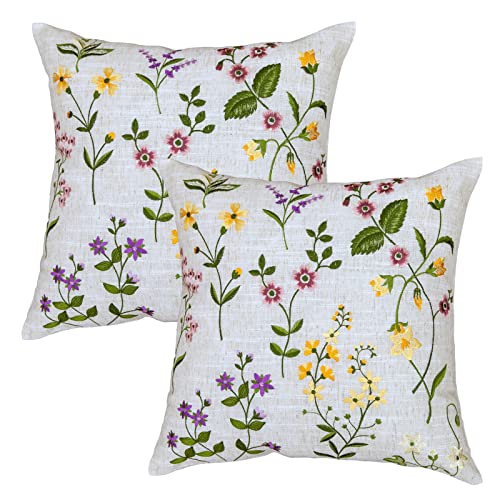 BrekSdat Embroidery Pillow Covers 18 x 18 Inches Set of 2 Washable