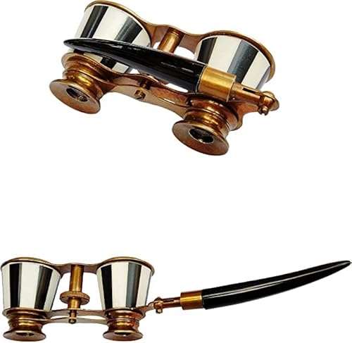 Sugra Art 2.5 Inches Opera Glasses Binoculars For Adults With Handle- Captain's Mother Of Pearl Solid Brass Opera Glasses Binoculars-Pocket Size Handel Binoculars For Kids, Bird Watching, Hunting #TOP5