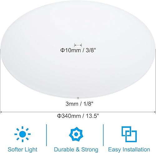 Miniatura 2 de PATIKIL Difusor de pantalla de lámpara, 13.5 pulgadas de diámetro con orificio central de 38 pulgadas, difusor redondo para pantallas de tambor,