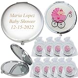 CH Personalize Custom Laser Engraving Baby Shower Compact Mirror Favor / Makeup Mirrors with Organza
