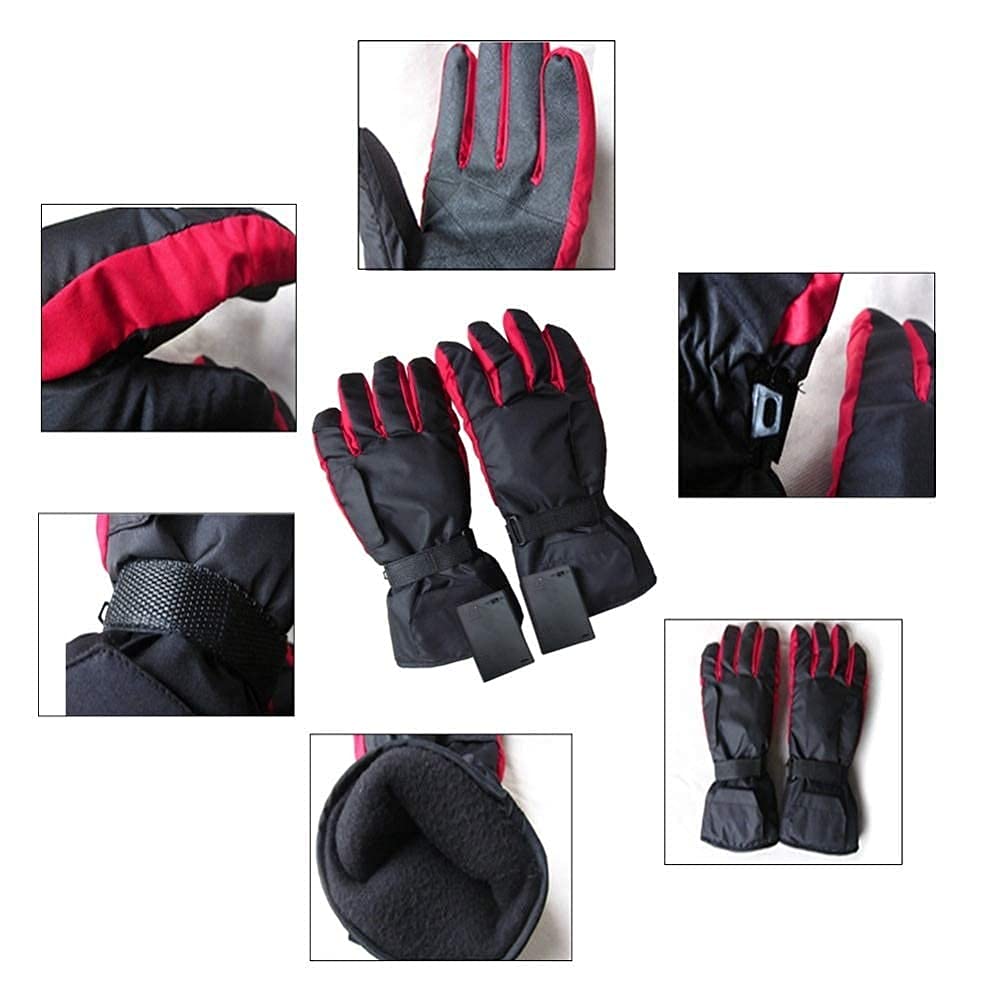 Guantes térmicos, Guantes térmicos con batería, Guantes de Mano cálidos de Invierno a Prueba de Viento para Mujeres Hombres: Senderismo, Patinaje, esquí