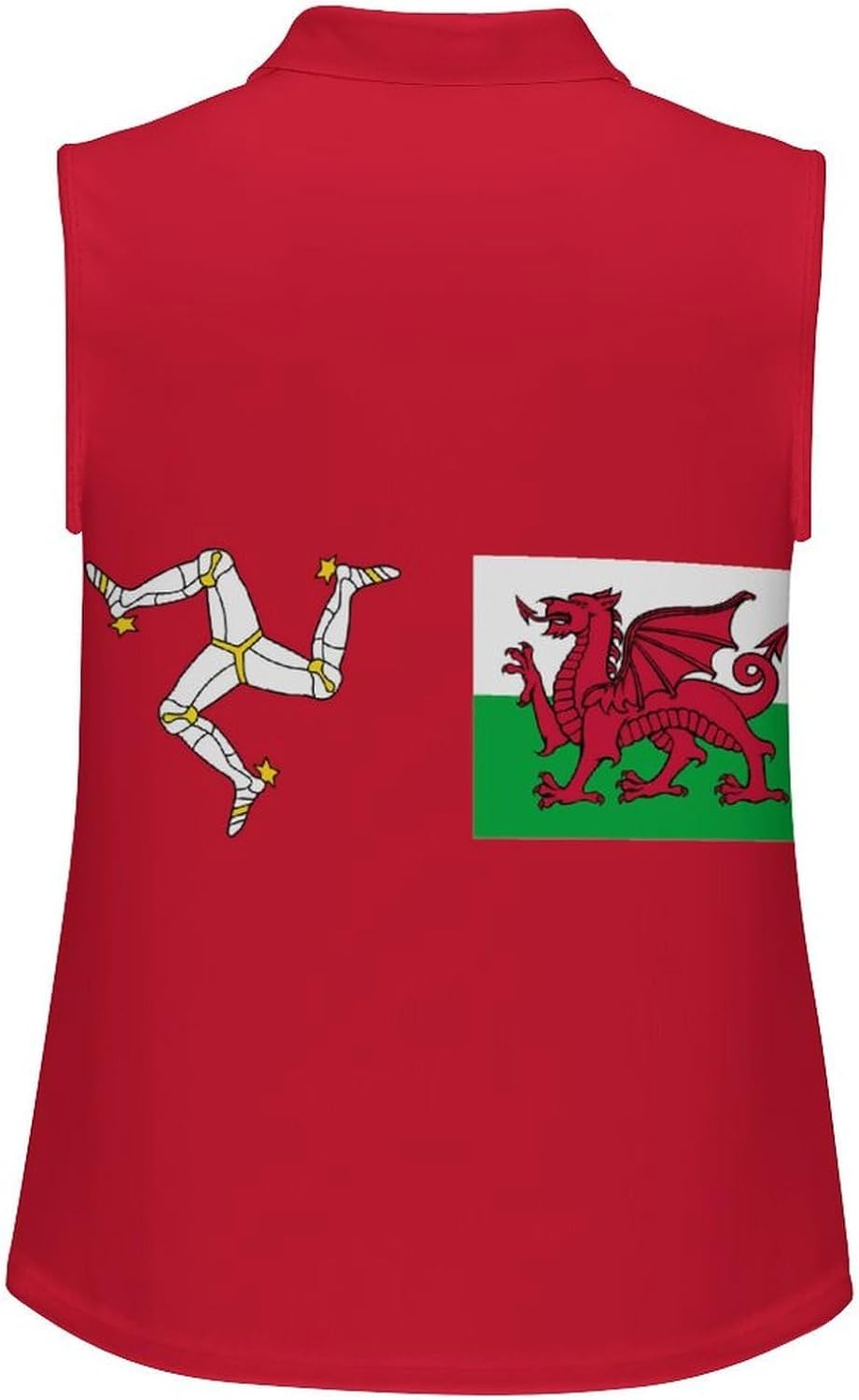 Manaw Mann Cymru Wales Flag Women Sleeveless Collared Golf Polo Shirt | V Neck Tank Top,Breathable Tennis Shirts