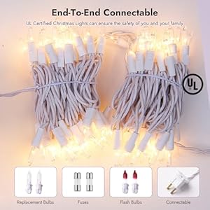 Christmas lights clear white 70 count incandescent ul certified connectable tree lights with white wires for indoor outdoor xmas wedding holiday party home decorations  urban country home decor