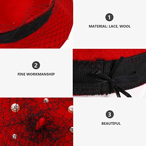 Amosfun chapéu boina perolada estilo francês gorro vintage inverno quente chapéu de renda com contas