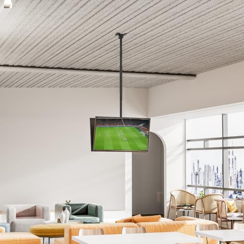 Image of WALI Ceiling TV Mount Dual Screen Back to Back Fits Most Display 43 to 86 Inch TV, Up to 176lbs, 88 lbs for Each Screen, Height Extension up to 66.5 Inch, Mounting Holes 600x400mm (CM4386-2S), Black