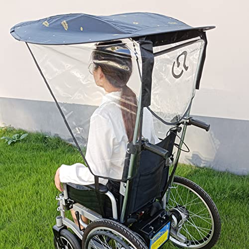 XYNSNDB Osłona przeciwsłoneczna dla wózka inwalidzkiego - Parasol elektryczny z ochroną UV i osłoną przeciwdeszczową, zacisk kompatybilny z większością wózków inwalidzkich