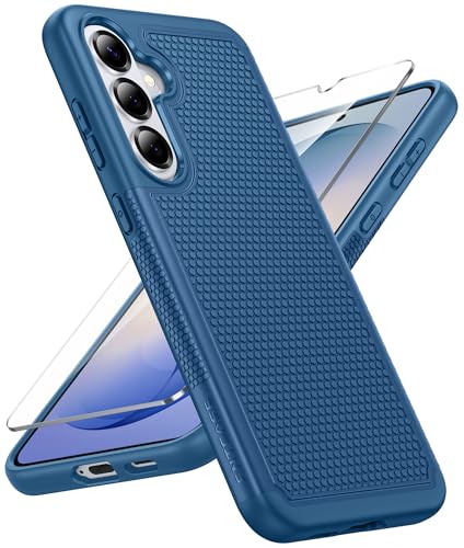FNTCASE for Samsung Galaxy S26 Case: Military Grade Drop Protection, 14ft Drop Protective, Screen Protector Included, Anti-Slip Texture TPU+PC Dual Layer Shockproof Phone Case Cover (Blue)