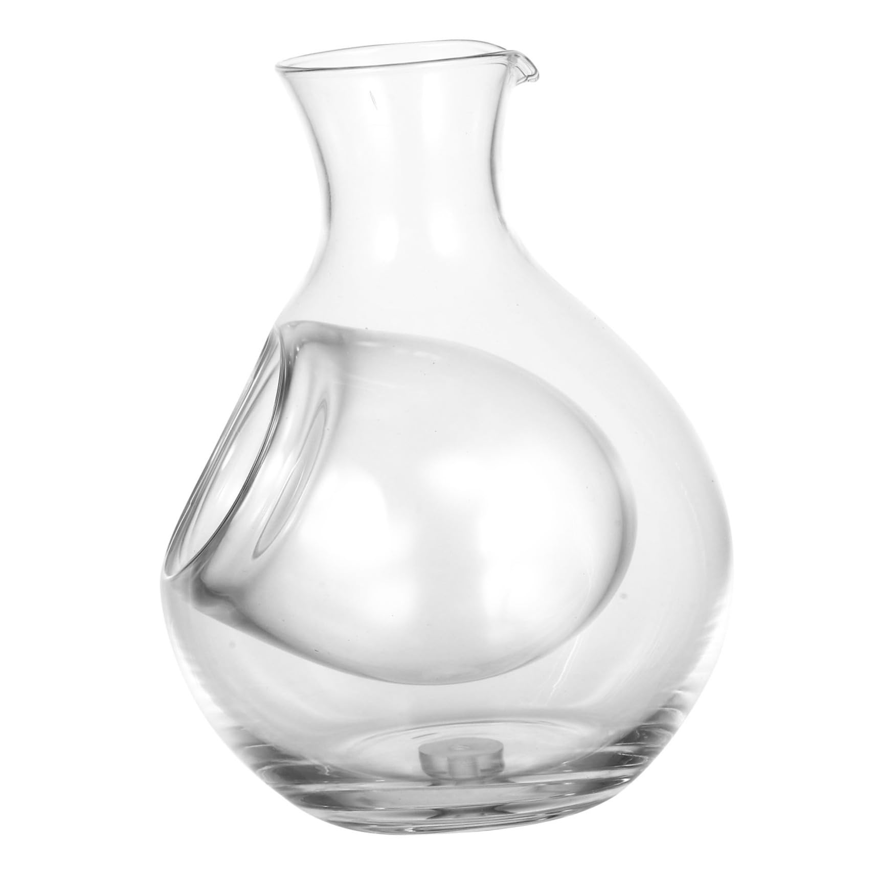 Luxshiny Clear Glass Sake Bottle Server with Hole Sake Pot Japanese Crystal Glass Wine Carafe 300Ml with Smooth Pour Design Perfect for Small Gatherings