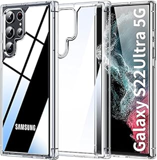 KKM Crystal Clear Samsung Galaxy S22 Ultra Case, Anti-yellowing Military Grade Drop Test Protective Phone Case for Samsung S22 Ultra 5G 6.8, Anti-slip Phone Cover Compatible for Wireless Charging