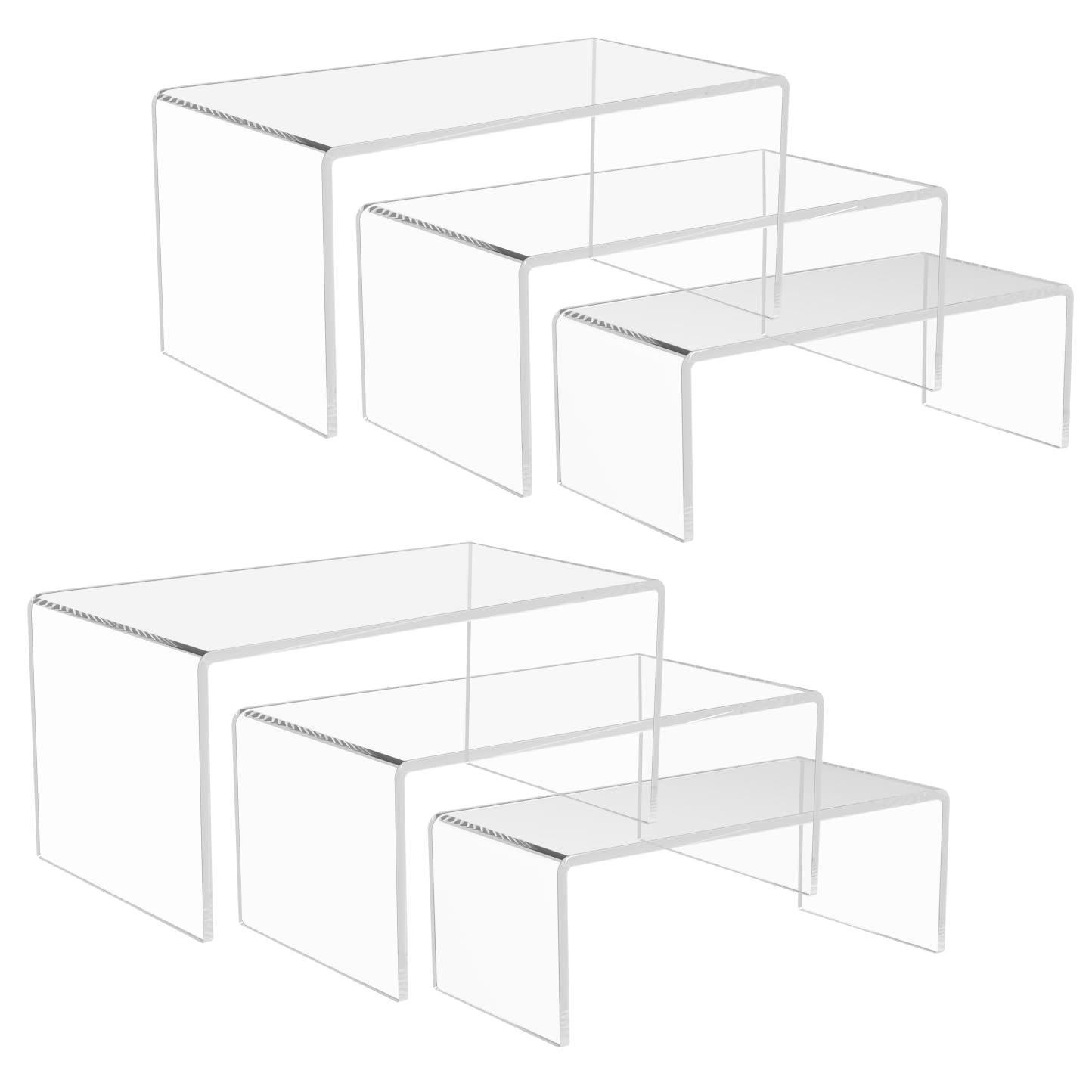 Acrylic Display Risers - 6 Pack Clear Riser Shelf -1 Acrylic Display Risers - 6 Pack Clear Riser Shelf -1