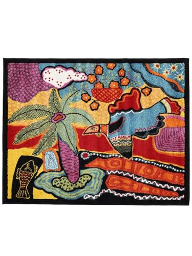 RugVista Tomorrow is another day, Dywan, Nowoczesne Nasi projektanci, 120 x 150 cm, Prostokąt, Wysoki, Czyścić wyłącznie chemicznie, Multi/Czerwony