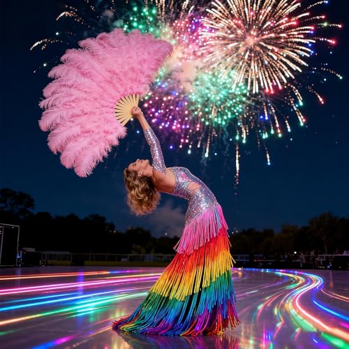 Abanicos de baile artesanal con 13 varillas, ideales para tu próxima fiesta o festival 2