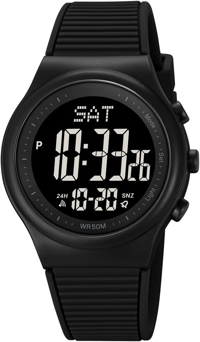 โ Waterproof Digital Sports Watch with Stopwatch, Unisex Outdoor Multifunction Wristwatch with Luminous Display and Rubber Strap for Men and Women