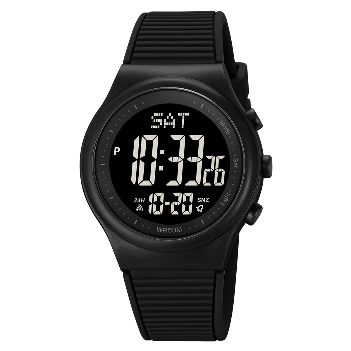 Waterproof Digital Sports Watch with Stopwatch, Unisex Outdoor Multifunction Wristwatch with Luminous Display and Rubber Strap for Men and Women
