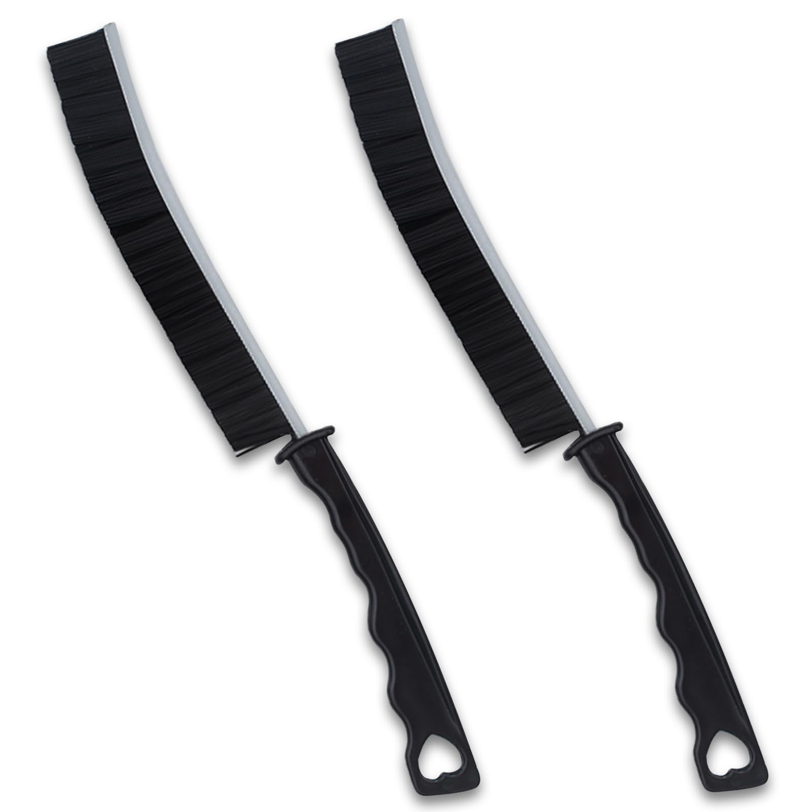 2 Pack Crevice Cleaning Brush, Grout Brush, Gap Cleaning Brush, Black, Nylon Bristles, Metal Handle