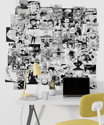 VEENSHI Set of 48 Manga Wall Collage kit | Mix Anime Manga Panels | Anime Room Posters | 300 GSM Thick Posters Sheets | Mix Otaku Poster