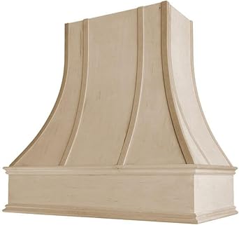 Curved Wood Strapping Range Hood 37.5"W x 48"H Handcrafted in the USA Premium Cabinet-Grade Plywood & Maple Veneer Seamless Fit with TradeWinds Ventilation Units High-End Kitchen Focal Point