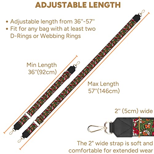Image of BAKKO Crossbody Strap Top Grain Leather Ends Gold Metal Hardware 2 inch Wide Shoulder Strap Replacement fits Handbags Purses Messenger Duffel Bags Gold Metal Hardware Adjustable Length from 36 inch-57 inch