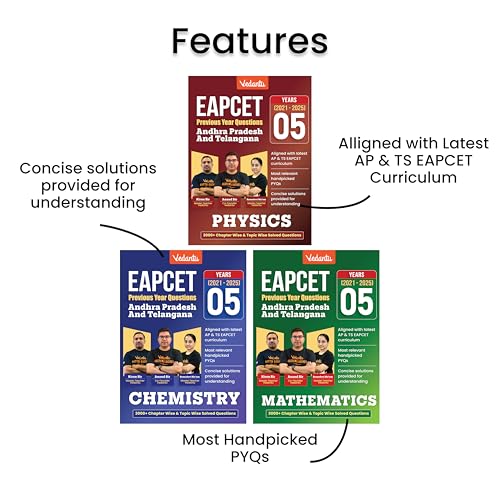 Image of Vedantu Andhra Pradesh & Telangana EAPCET Previous Year Questions 2021-2025 (5 Years) | Physics, Chemistry & Mathematics | 9000+ Questions for ... EAPCET / EAMCET Exam Preparation Book For 2026