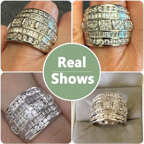 Wide Wedding Bands for Women AAAAA Cubic Zirconia Stackable Rings Engagement Bridal Eternity White Gold Size 52