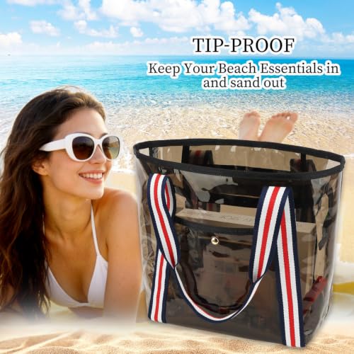 Image of Fammart Clear Bags 12x6x12 Stadium Approved, Jelly Tote Bag for Women with Zipper for Beach Sports Concerts Work