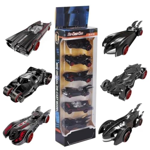 Image of Umadiya Black Super Hero Mini Metal Die Cast Car Set of 6, Free Wheel Push & Go Vehicles, Racing Cars Play Set for Cake Decorations Topper Adventures, Movie Vehicles Car for Kids (Bat 6pc)
