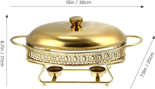 Miniatura 4 de DOITOOL Juego de platos para bufé, platos dorados para bufé, 1.5L, acero inoxidable, catering, calentadores de alimentos para fiestas, bufé,